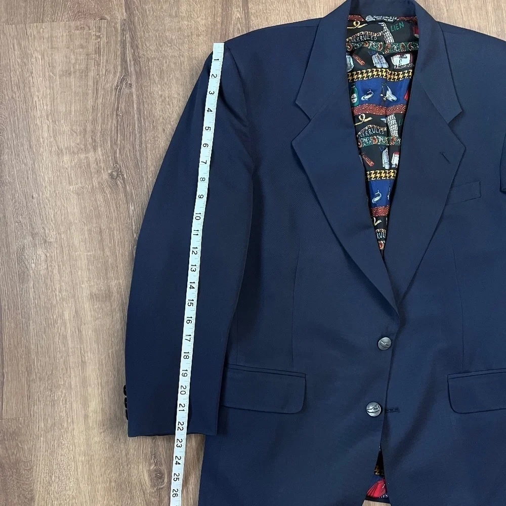 Nicole Miller Vintage Navy Wool Suit Jacket Blazer Sport Coat Sz 40R